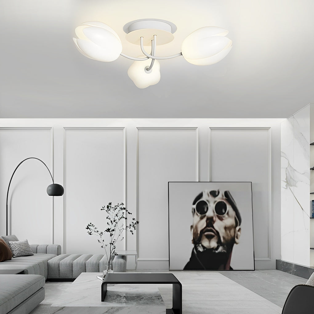 Tulips Flowers G9 14W White Minimalist Ceiling Light Chandelier