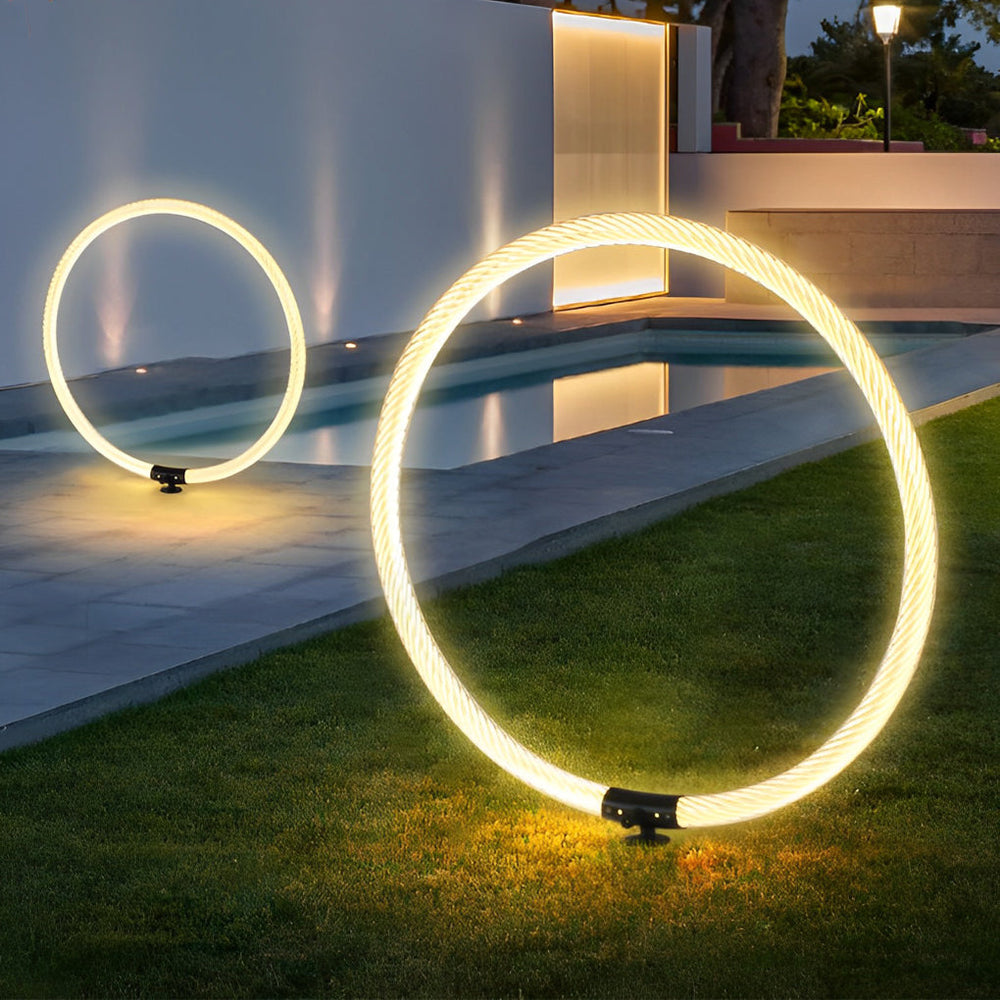 Sleek Ring LED Lawn Lamp Modern Waterproof Solar Landscape Lighting
