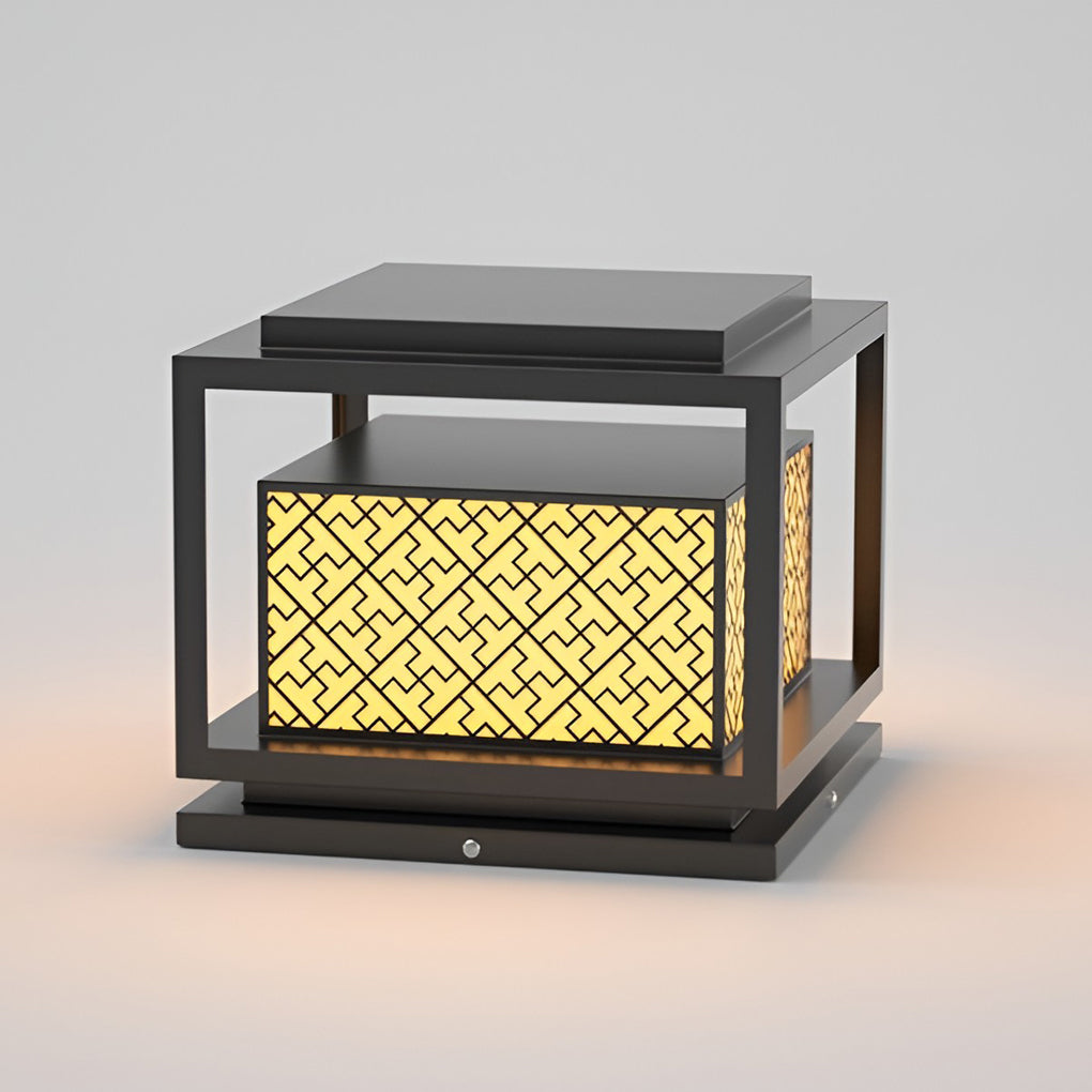 Square Solar Waterproof Outdoor Fence Post Light with Warm Glow