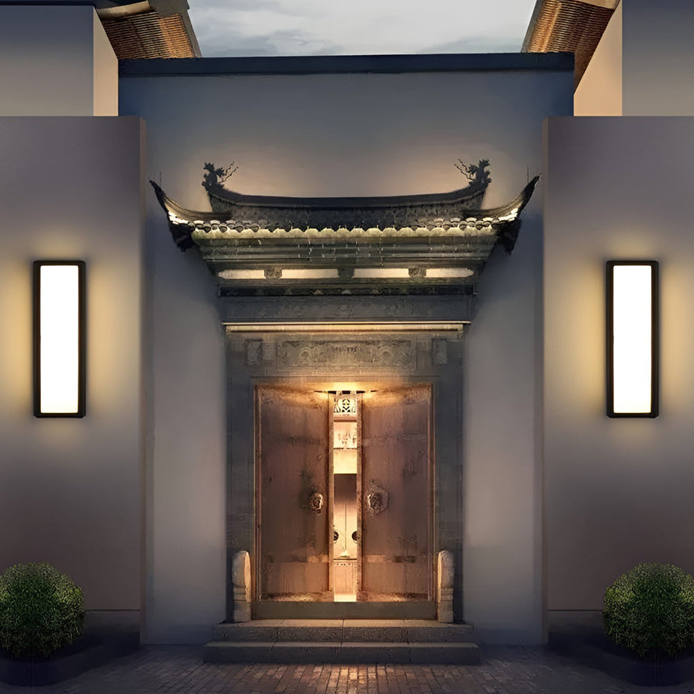 Rectangle LED Waterproof Motion Sensor Black Modern Wall Sconce Lighting