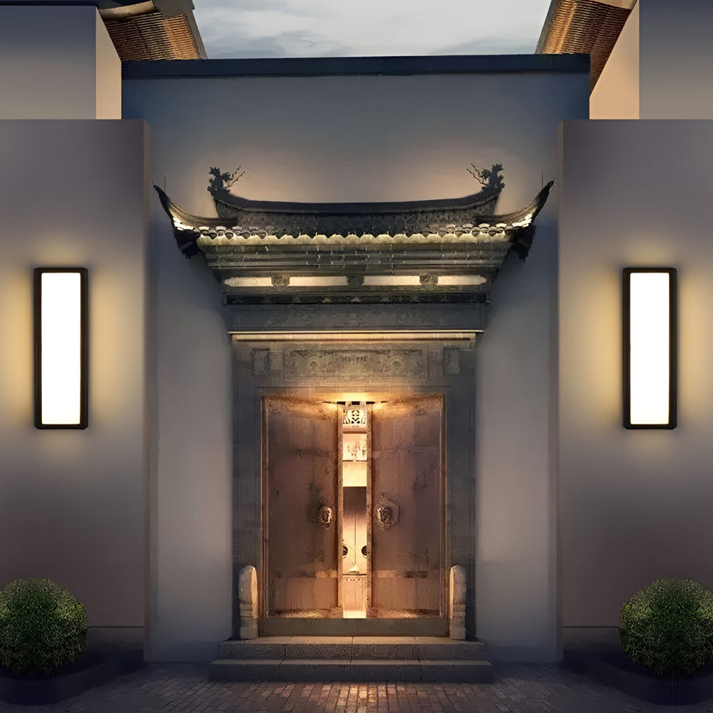 Rectangle LED Waterproof Motion Sensor Black Modern Wall Sconce Lighting