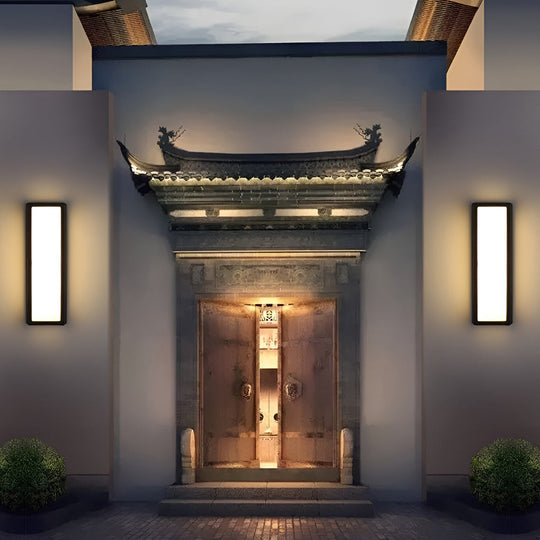 Rectangle LED Waterproof Motion Sensor Black Modern Wall Sconce Lighting