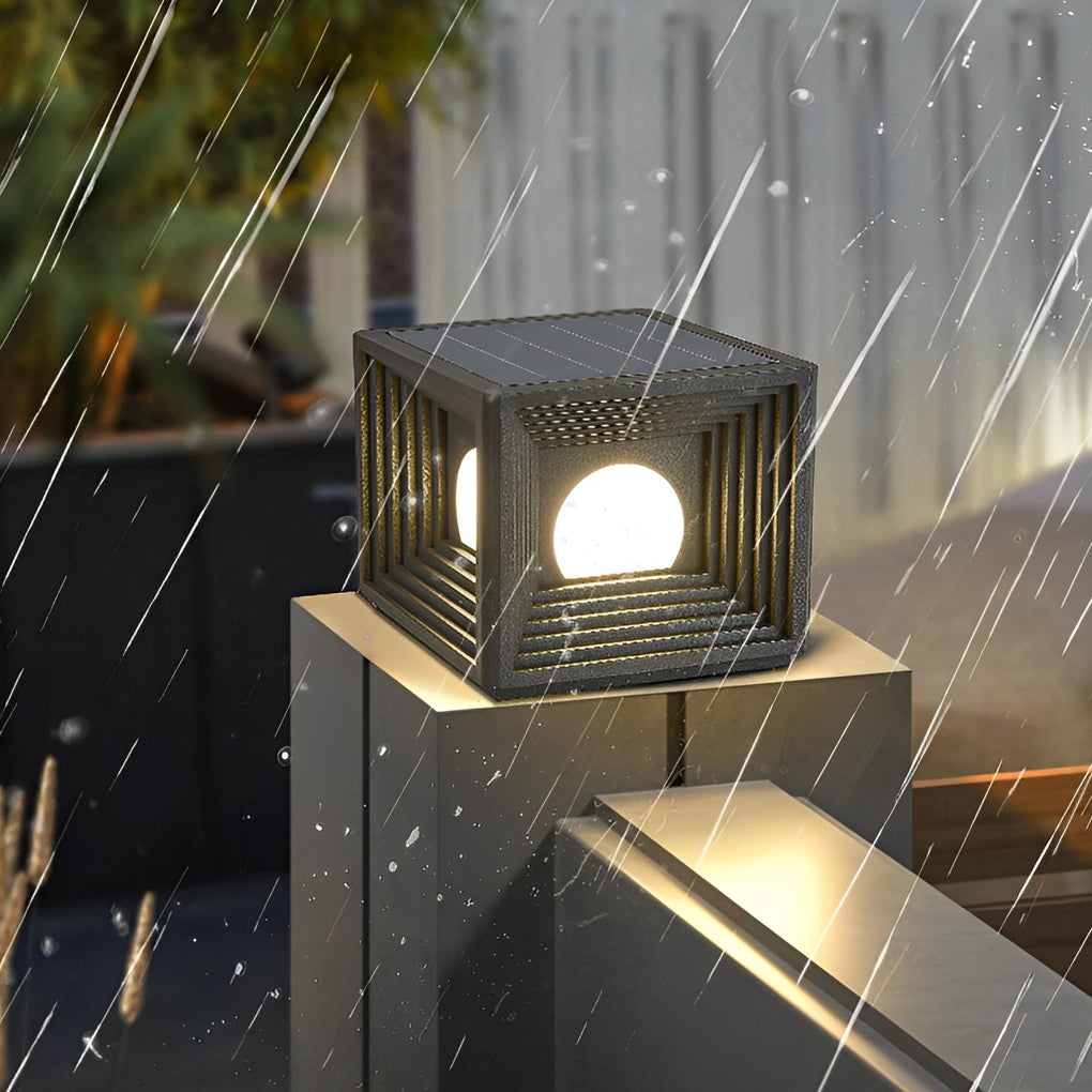 Square Solar Powered Waterproof LED Fence Post Lights