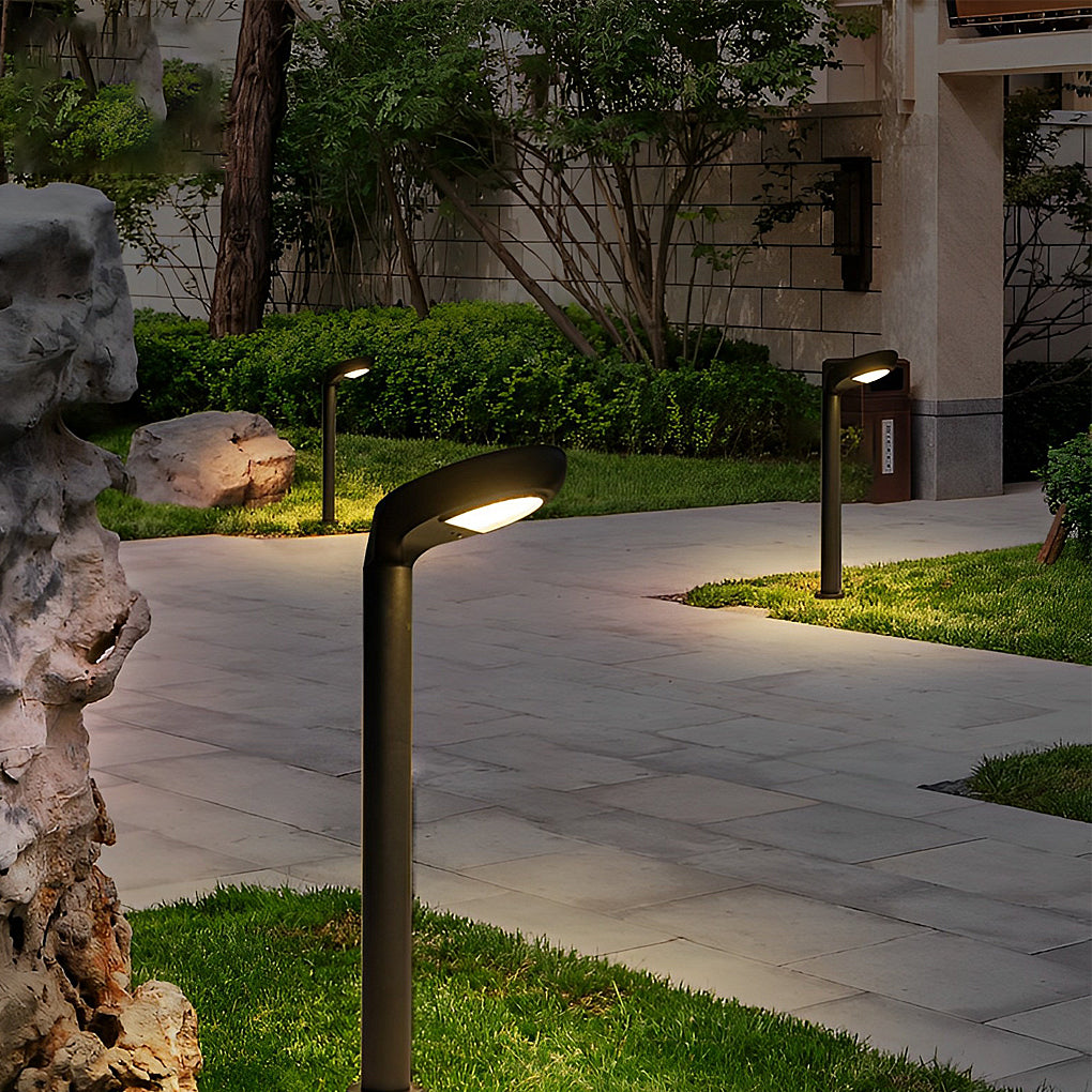 Minimalist Solar Powered Lawn Lights Sleek Aluminum Black Garden Lamp