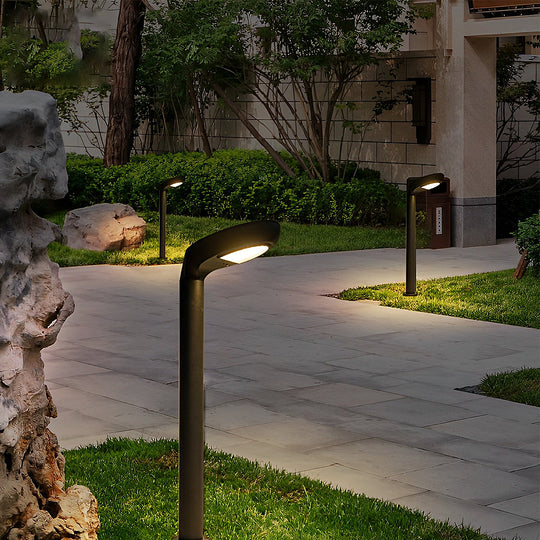 Minimalist Solar Powered Lawn Lights Sleek Aluminum Black Garden Lamp