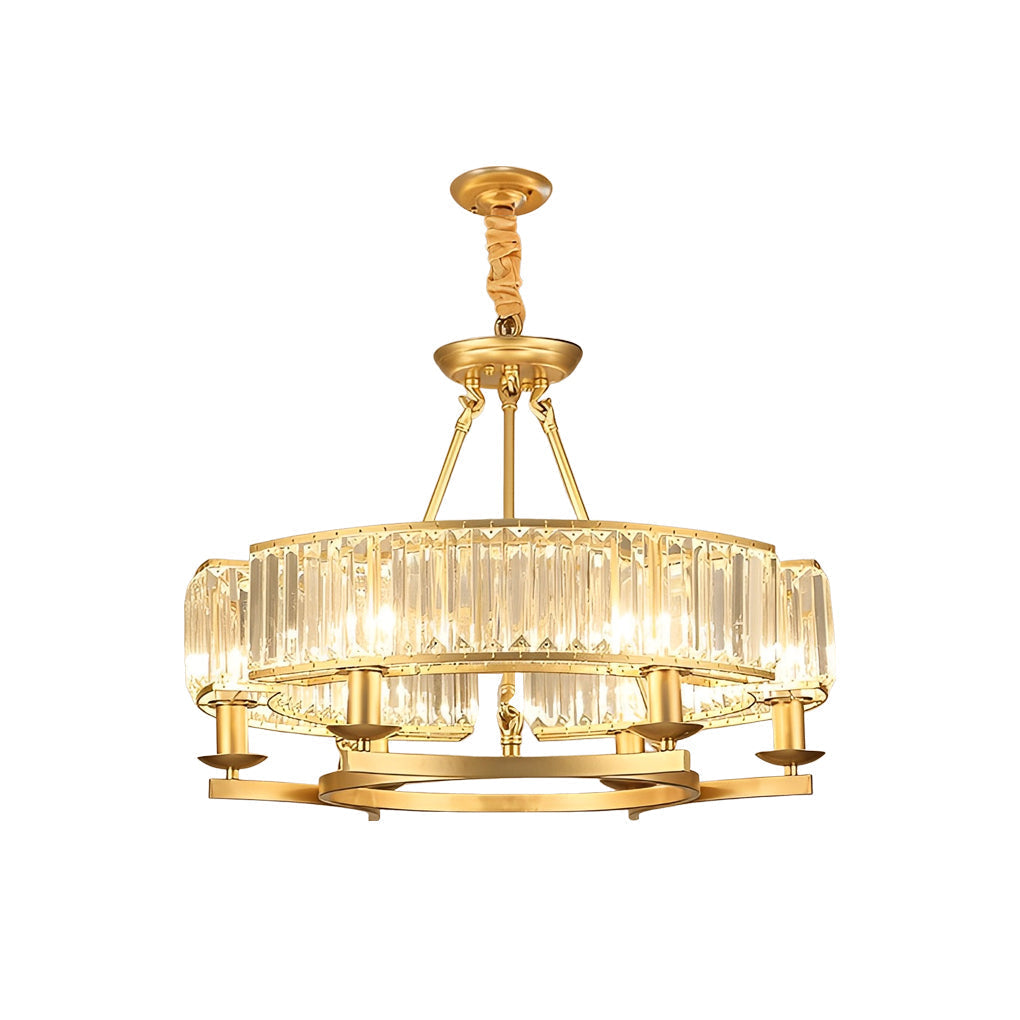 Round Metal Three Step Dimming Modern Rustic Crystal Chandelier