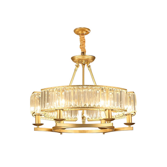 Round Metal Three Step Dimming Modern Rustic Crystal Chandelier