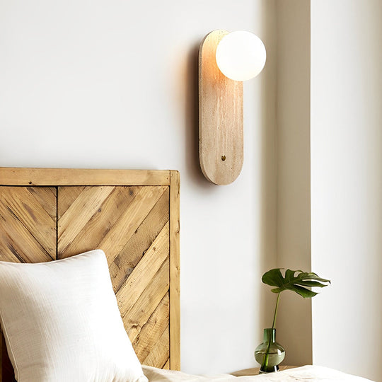 Round &amp; Long Yellow Travertine LED Wabi-Sabi Wall Lamp
