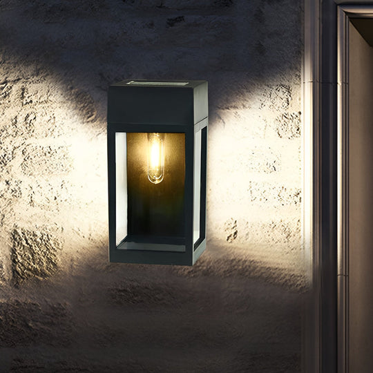 Rectangular Glass Solar LED Waterproof Wall Lamp with Light Control
