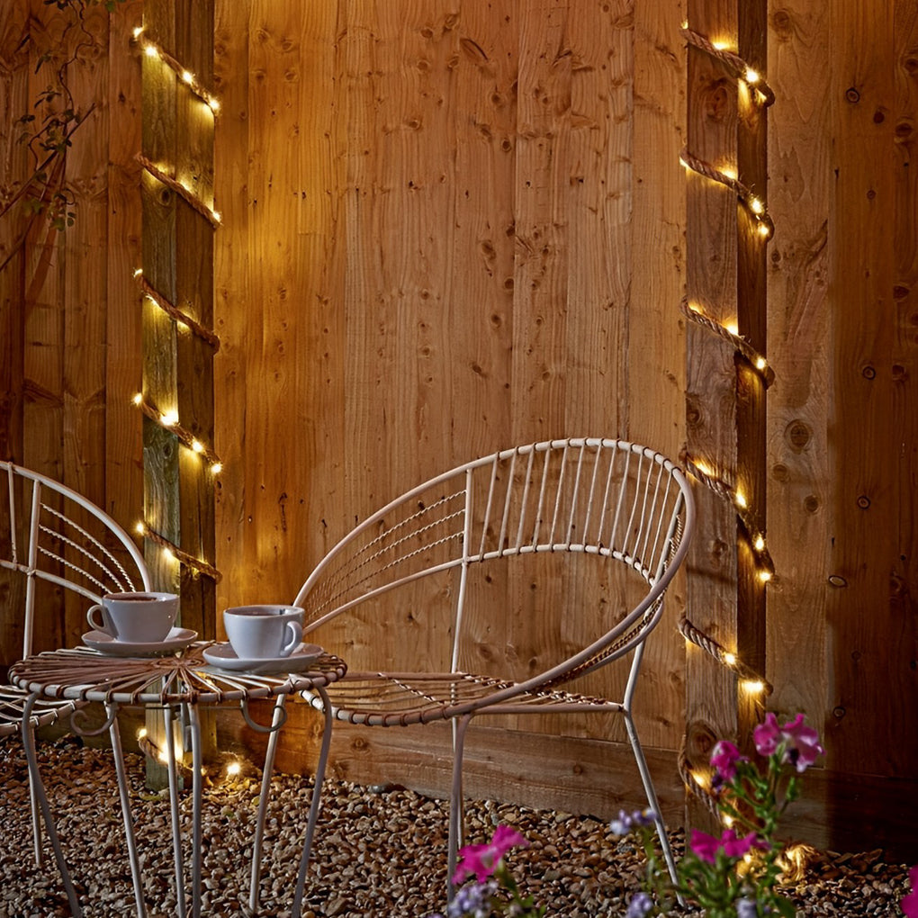 100/200 Lights Hemp Rope Decor Battery Operated Solar LED String Lights