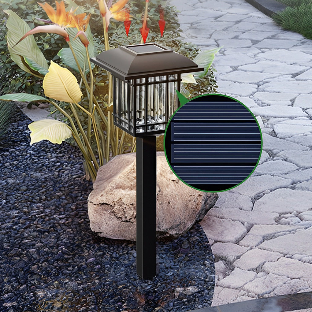 Vintage Modern Solar Square Lawn Lights Waterproof Durable Outdoor Lighting