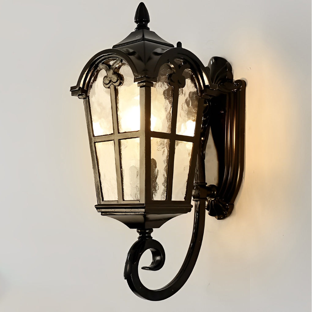 Vintage Glass Waterproof Black European Style Outdoor Wall Lamp Exterior Lights