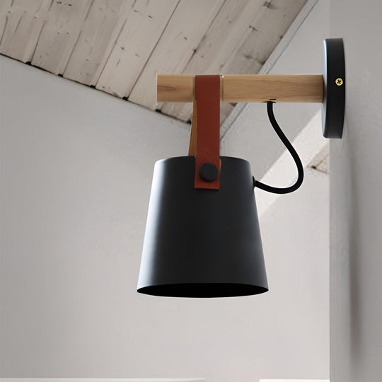 Classic Wood &amp; Metal Nordic Plug-in Wall Sconce