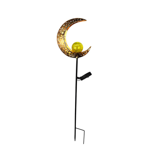 Mystical Moon &amp; Sun Flame Iron Hollow Projector Solar Garden Light