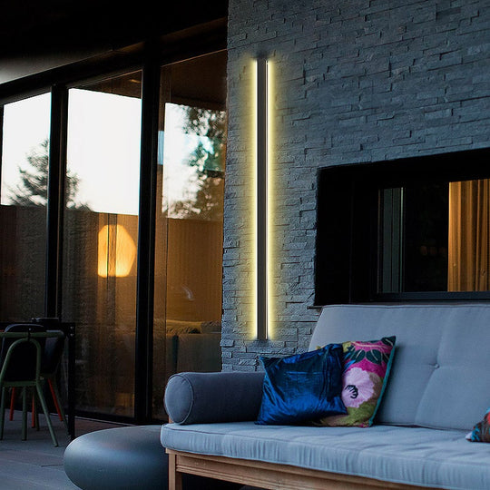 Black Long LED Linear Outdoor Wall Lights – Modern Waterproof Porch &amp; Garden Lighting