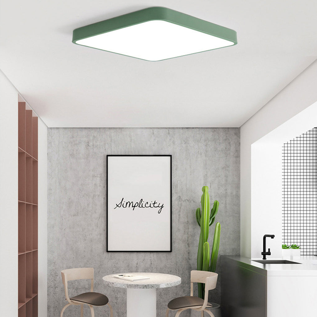 Square Modern LED Flush Mount Ceiling Light – Metal, PVC &amp; Acrylic