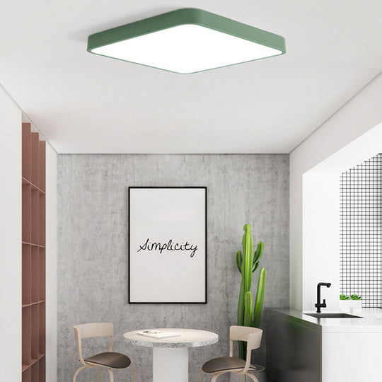 Square Modern LED Flush Mount Ceiling Light – Metal, PVC &amp; Acrylic