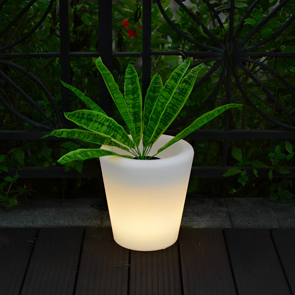 Luminous Flowerpot with RGB Lighting – Solar, Rechargeable &amp; Hardwired Options
