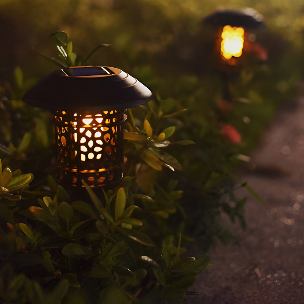 Waterproof Hollow Solar Flame Lawn Lights