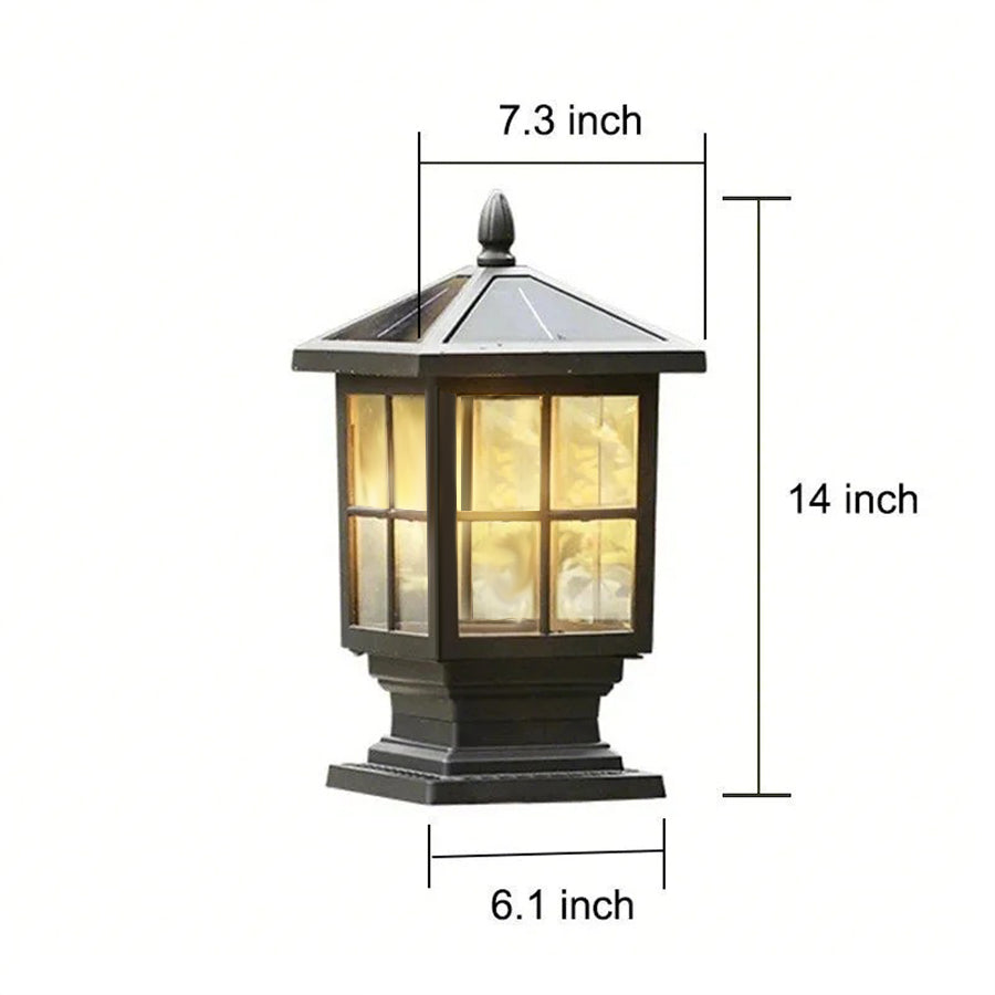 Traditional Square Waterproof LED Black Classic Solar Pillar Lights