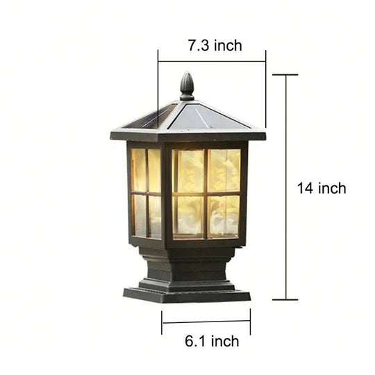 Traditional Square Waterproof LED Black Classic Solar Pillar Lights