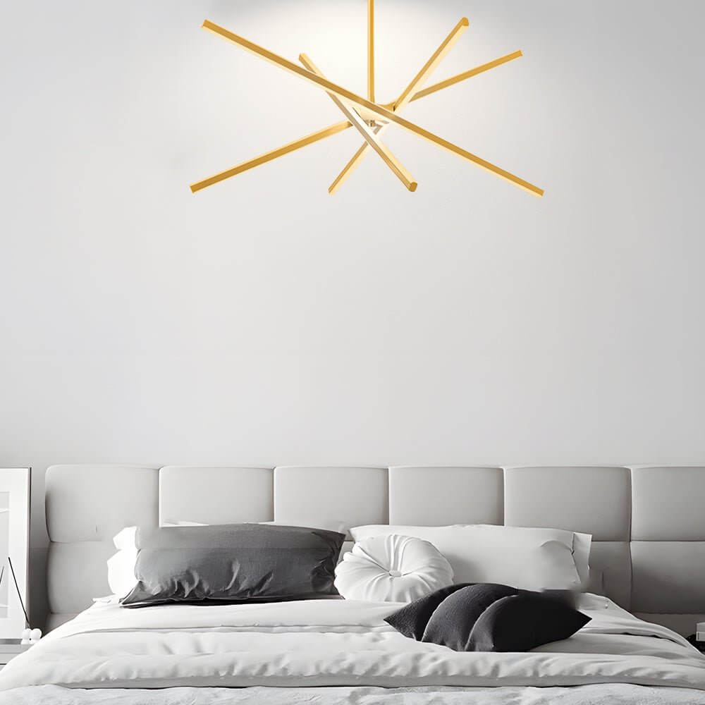 4-Light Dimmable LED Sputnik Linear Chandelier