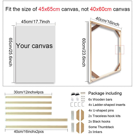 Solid Wood Canvas Stretcher Frame DIY Kit Multiple Sizes