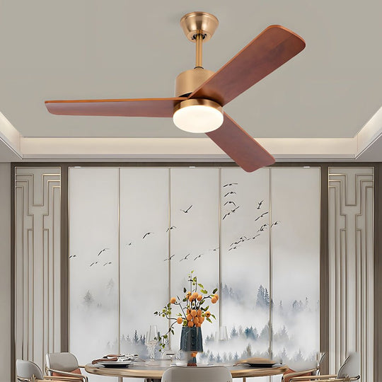42"/52" Walnut Wood LED Ceiling Fan with Remote – 6 Speeds &amp; 3 Color Modes