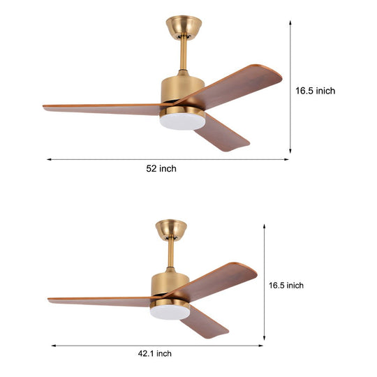 42"/52" Walnut Wood LED Ceiling Fan with Remote – 6 Speeds &amp; 3 Color Modes