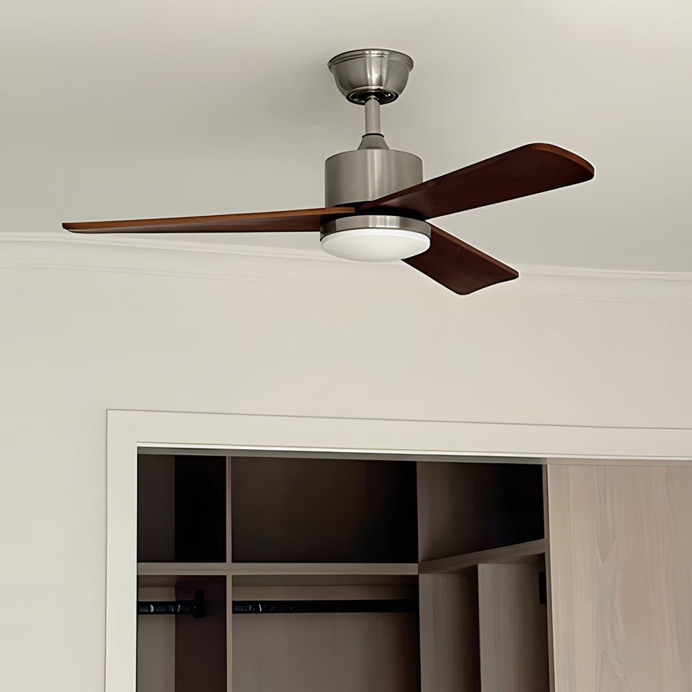 42"/52" Walnut Wood LED Ceiling Fan with Remote – 6 Speeds &amp; 3 Color Modes