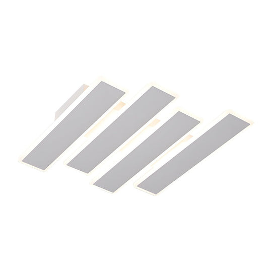 4/6-Light White Metal Line Dimmable LED Ceiling Light