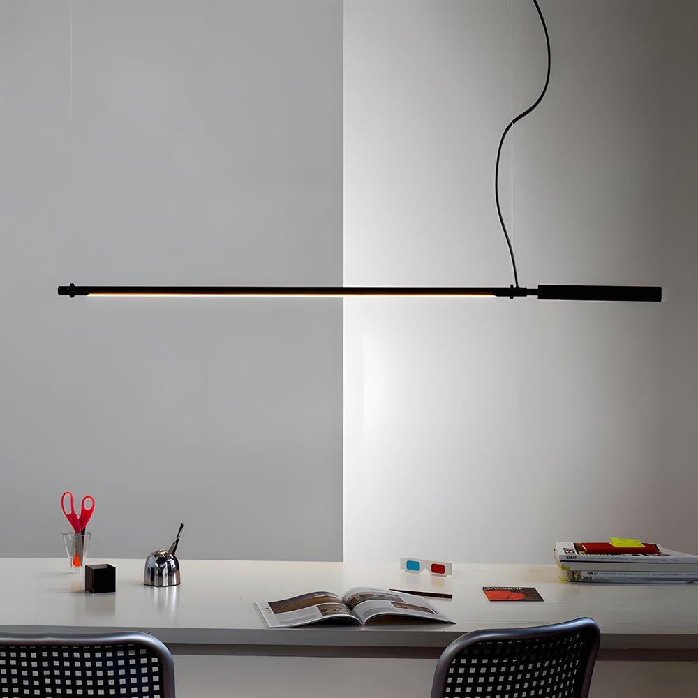Minimalist Black Acrylic Linear LED Pendant Light – 47.2"