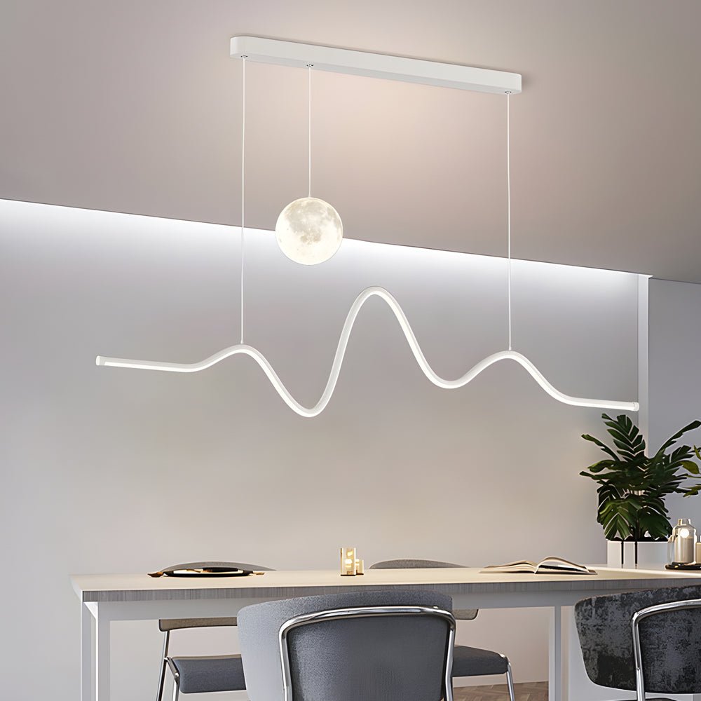 Modern Wavy Linear Moon LED Kitchen Island Pendant Light