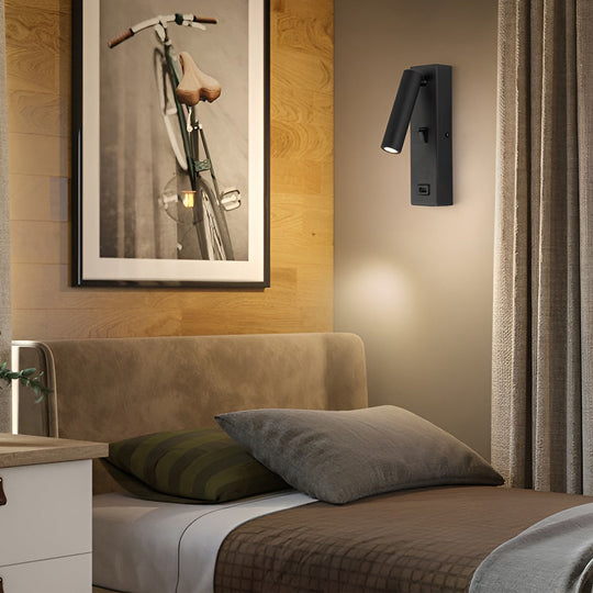 Rectangular Adjustable LED Wall Lamp with Switch &amp; USB Port