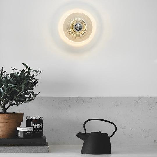 Round Stripes Glass Electroplated Modern Wall Lamp