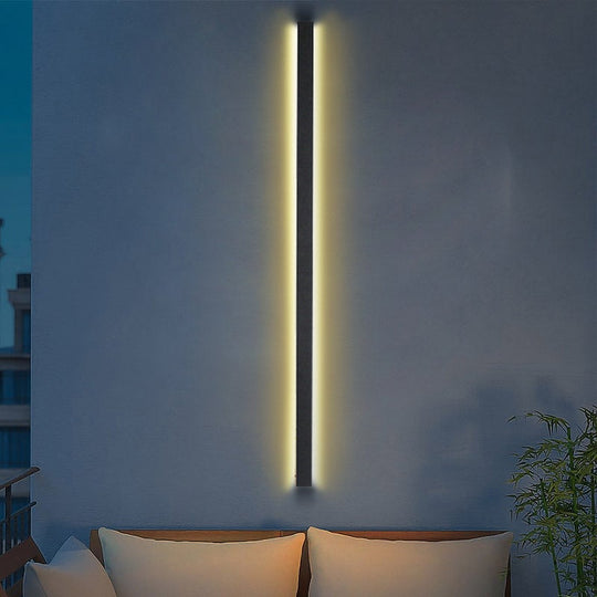 Black Long LED Linear Outdoor Wall Lights – Modern Waterproof Porch &amp; Garden Lighting