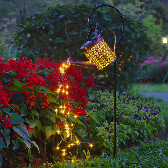 Iron Kettle Shower LED Solar Garden Light Unique and Efficient Outdoor Illumination