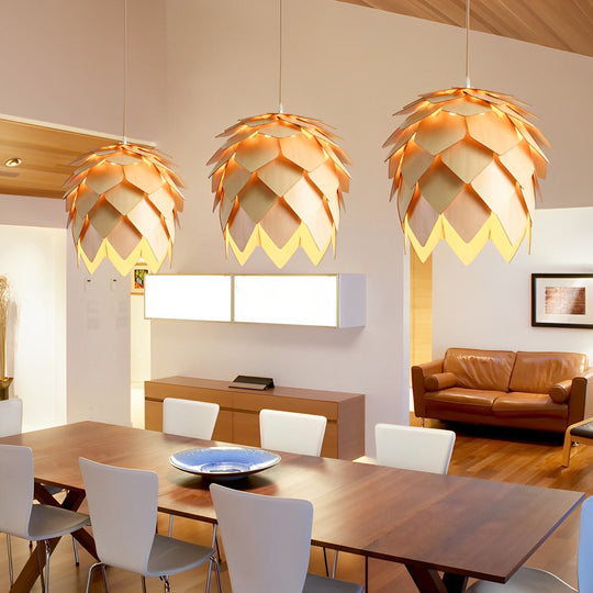 Creative Wood Pine Cones LED Japanese Style Chandelier