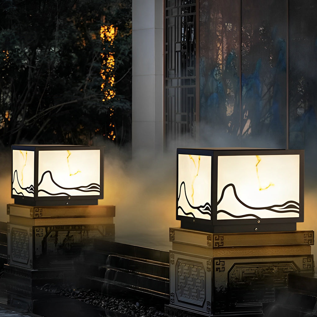 Waterproof LED Mountain Scenery Intelligent Solar Post Caps Lights