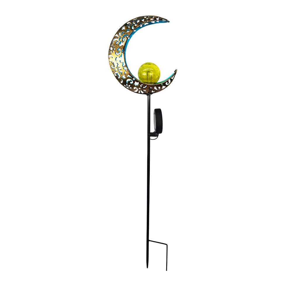 Mystical Moon &amp; Sun Flame Iron Hollow Projector Solar Garden Light