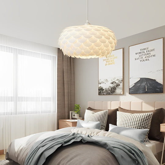 Round Fish Scales Three Step Dimming LED Modern Pendant Light