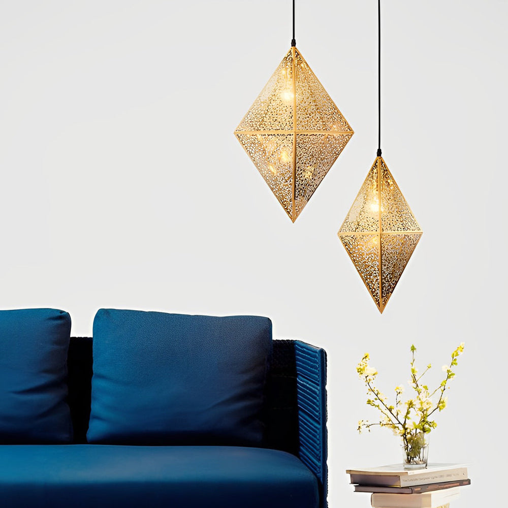 Stainless Steel Geometric Polyhedral Art Hollow Postmodern Chandelier
