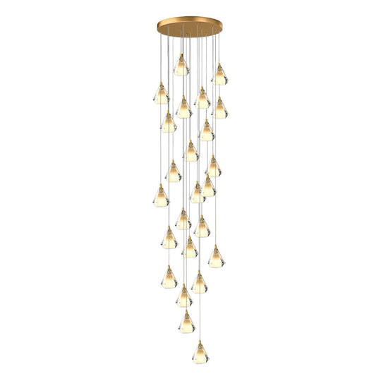 Creative Crystal Shade Three Step Dimming Nordic Staircase Chandelier