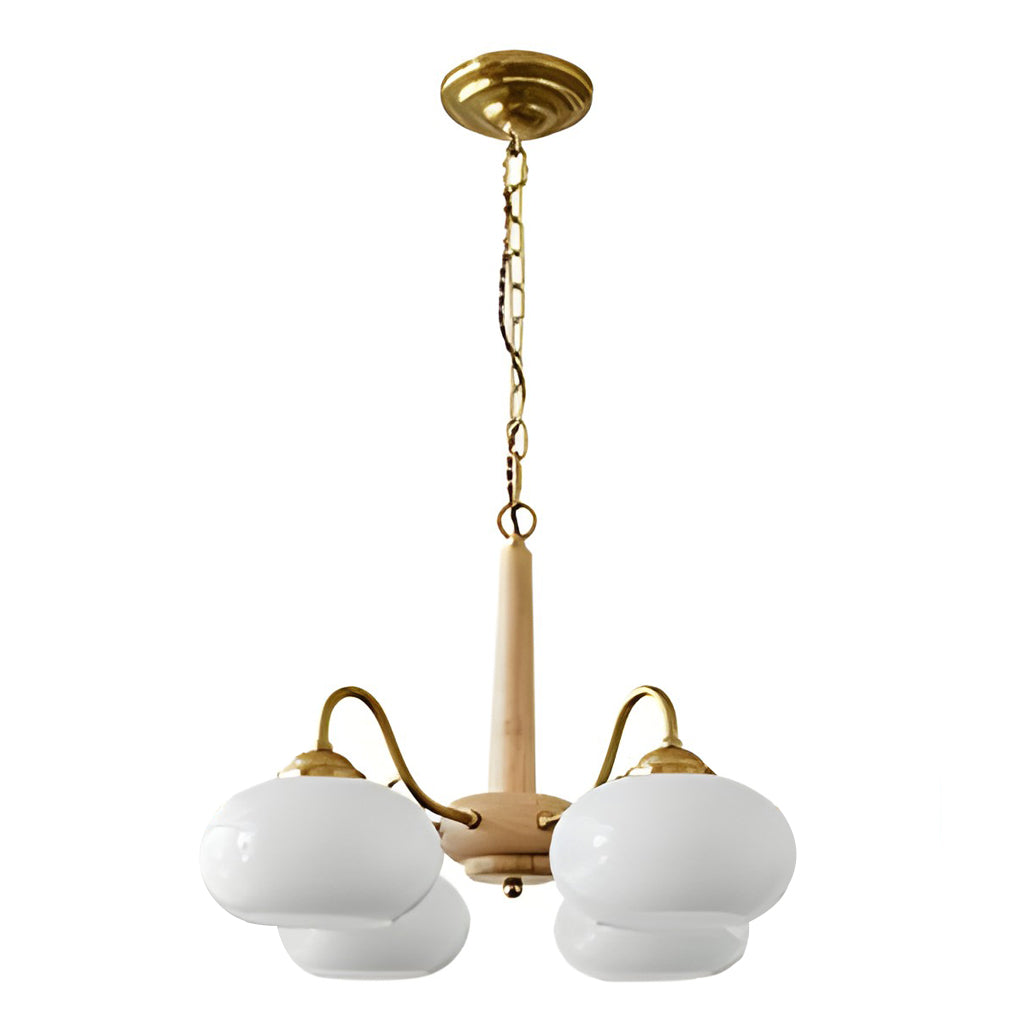 4-Light / 6-Light Glass &amp; Wood E27 LED Nordic Chandelier Hanging Ceiling Light