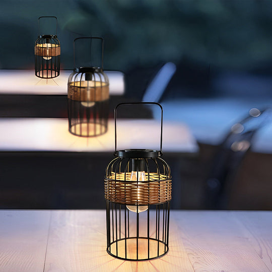 Portable Lantern Shape Rattan Solar Night Light – Waterproof &amp; Intelligent