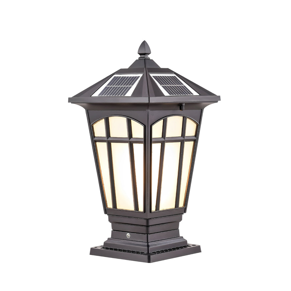 Waterproof Aluminum LED Brown Retro Solar Post Cap Lights Pillar Lamp