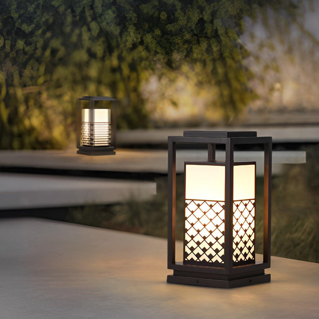 Retro Black LED Solar Lawn Lamp Pathway Lights