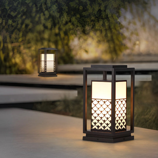 Retro Black LED Solar Lawn Lamp Pathway Lights