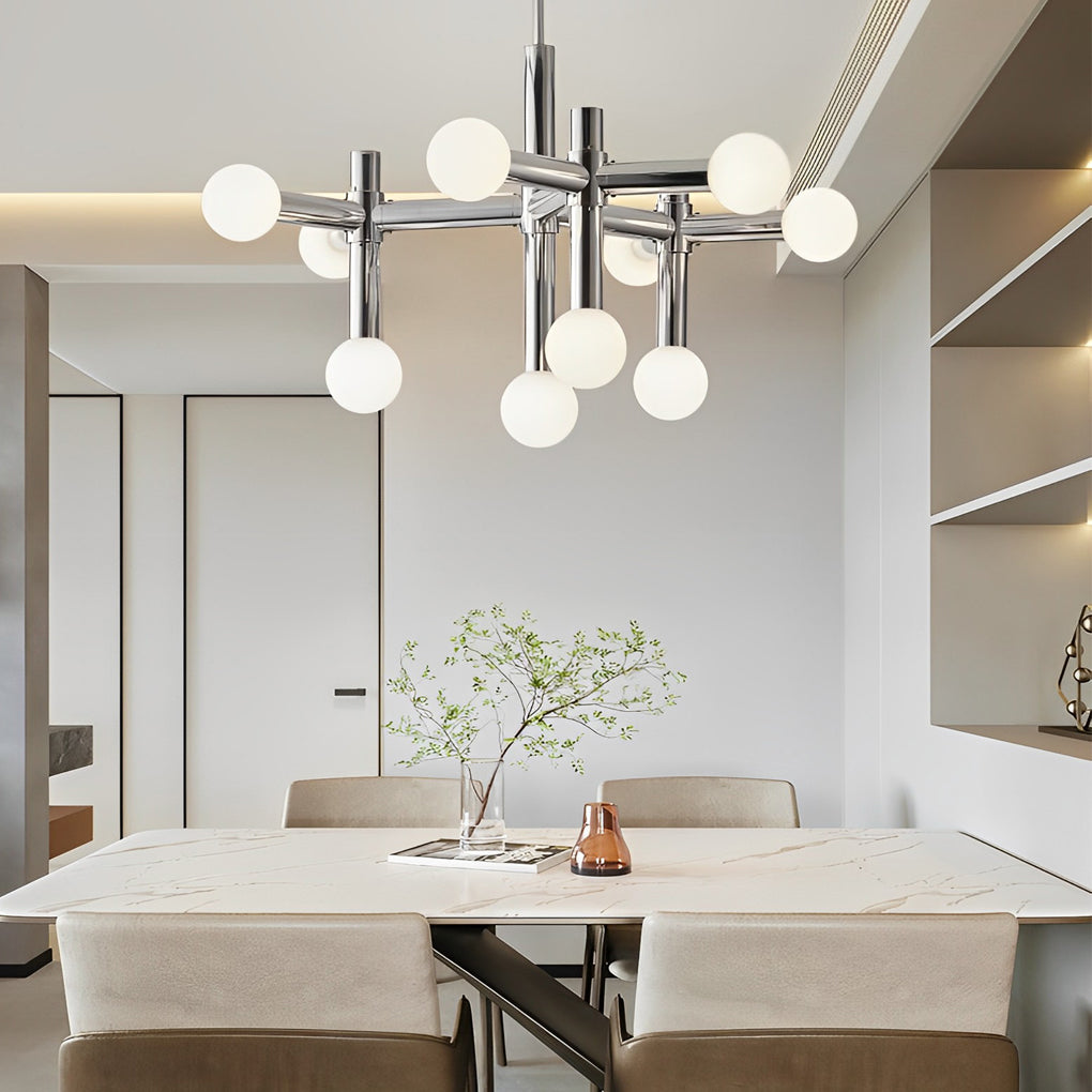 10-Light Glass Ball Creative Sputnik Modern Chandelier – Chrome Finish