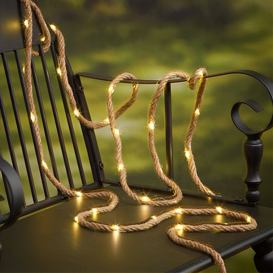 100/200 Lights Hemp Rope Decor Battery Operated Solar LED String Lights